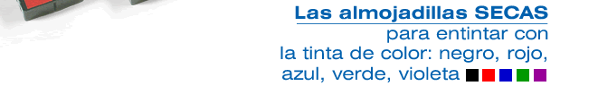 Tuszownice suche do nas¹czania tuszem w kolorach: czarny, czerwony, niebieski, zielony, fioletowy