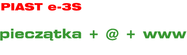 Piast e-3S. Piecztka + adres e-mail + www